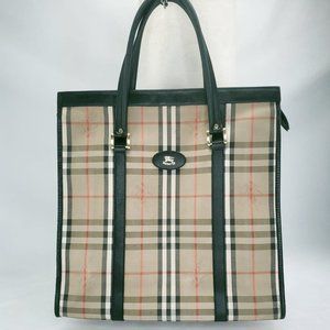 Burberry Beige/Tan Check Tote with Black Trim